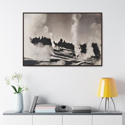 Norris Geyser Yellowstone Gallery Canvas Wraps Horizontal Frame 48″ x 32″ Walnut 1.25"