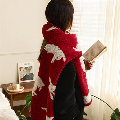 New Year Rabbit Blanket Sofa Blanket Scarf - -