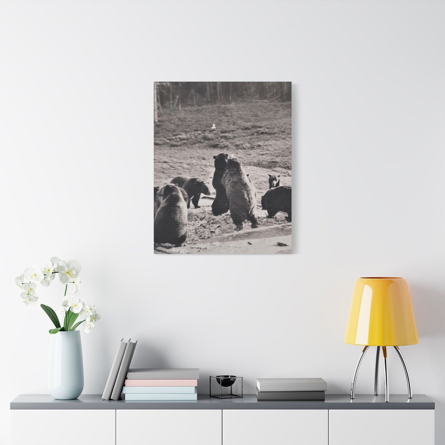 Yellowstone Grizzly Bears Satin Canvas, Stretched