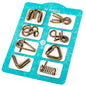 Metal Montessori IQ Brain Teaser Puzzle Sets light blue
