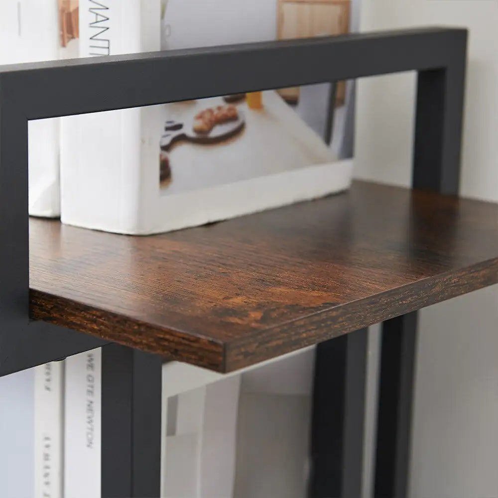 Industrial 4-tier Bookshelves, Metal And Wood Bookshelves, Open Widescreen Display Storage Bookshelves Kia Day Design