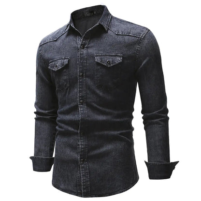 Men's Gradient Denim Long Sleeve Shirt - Kia Day Design