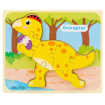 Wooden 3D Montessori Dinosaur Jigsaw Puzzles Oviraptor