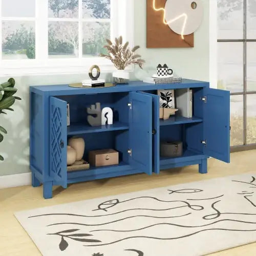 Blue 4-door Cabinet with Pull-tab Handle - Kia Day Design