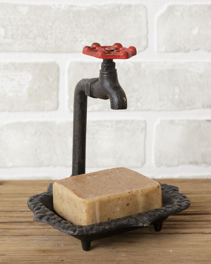 Rustic Cast Iron Faucet Spigot Soap Dish - - Kitchen & Bath