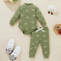 Newborn Baby Bodysuits + Elastic Pants green 3M