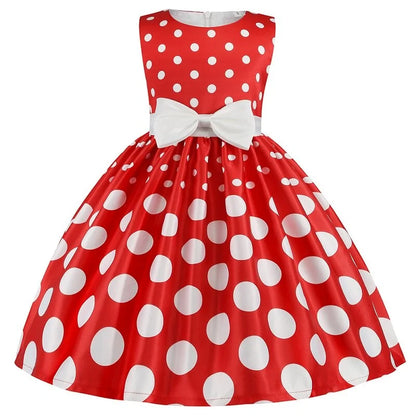 Satin Dresses For Girls Red Polka Dots 8T