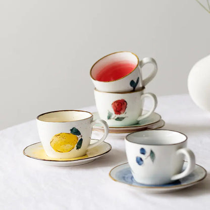 Ceramic Coffee Cup and Saucer Set - Kia Day Design