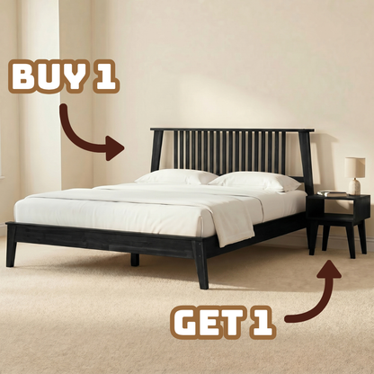 Kaylin Solid Wood Bed Frame - Buy 1 Get 1 Black - Bed Frame