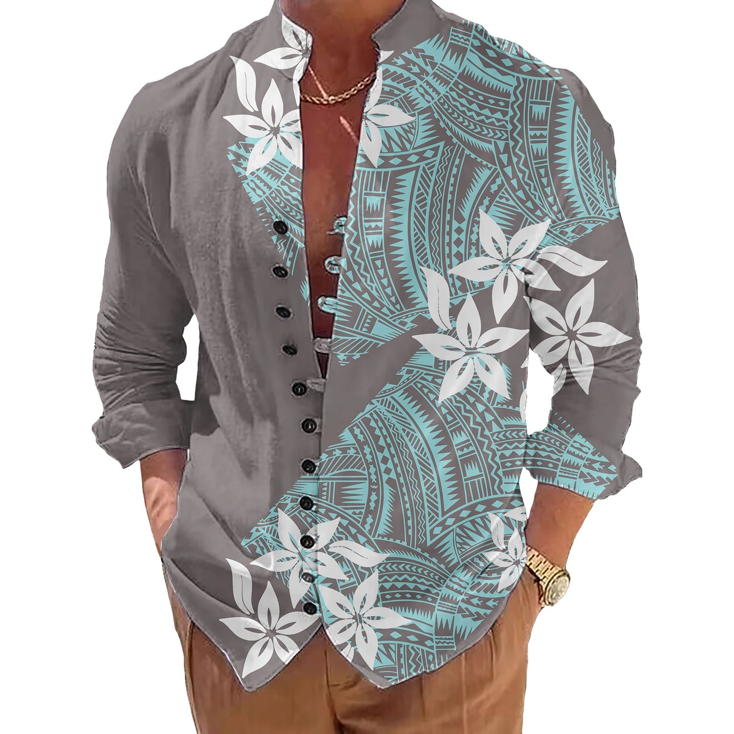 Polynesian Pattern Shirts for Men Oversized Shirts for Men Casual