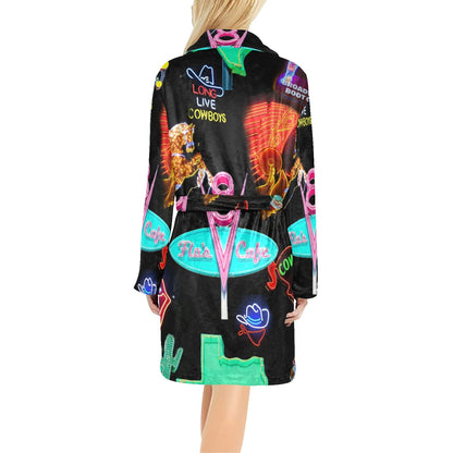 Baha Ranch Vegas Neon Women's Western Bath Robe - - Blanket Robe & Hoodie