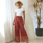 Wide Leg High Waist Chiffon Pants red