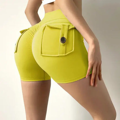 Women-s High-Waist Sport Shorts Yellow Large