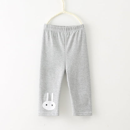 Cartoon Bunny Five Points Girls Leggings - Grey 120cm - leggings