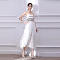 Backless Long White Strap Women Party Dress Made of Chiffon