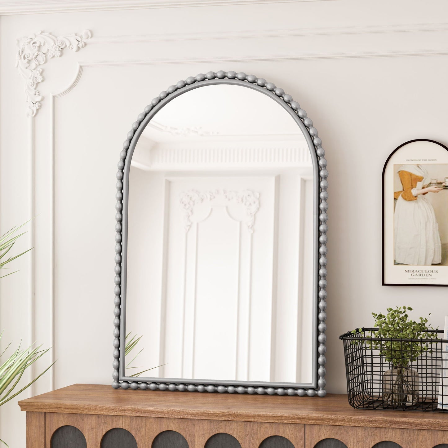 Vintage Iron Art Arch Mirror, Wall Hanging Or Table Display - - Wall Mirrors