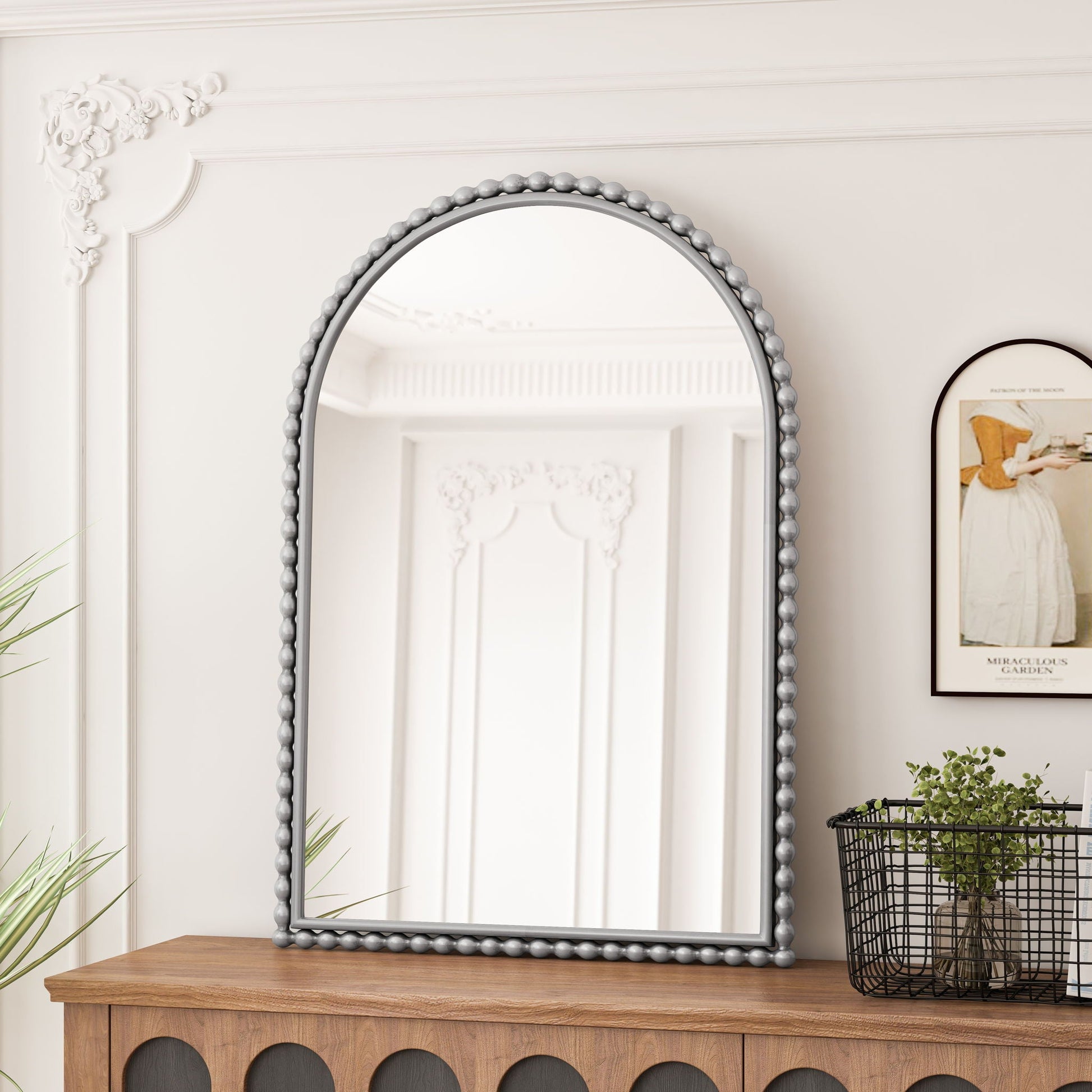 Vintage Iron Art Arch Mirror, Wall Hanging Or Table Display - - Wall Mirrors