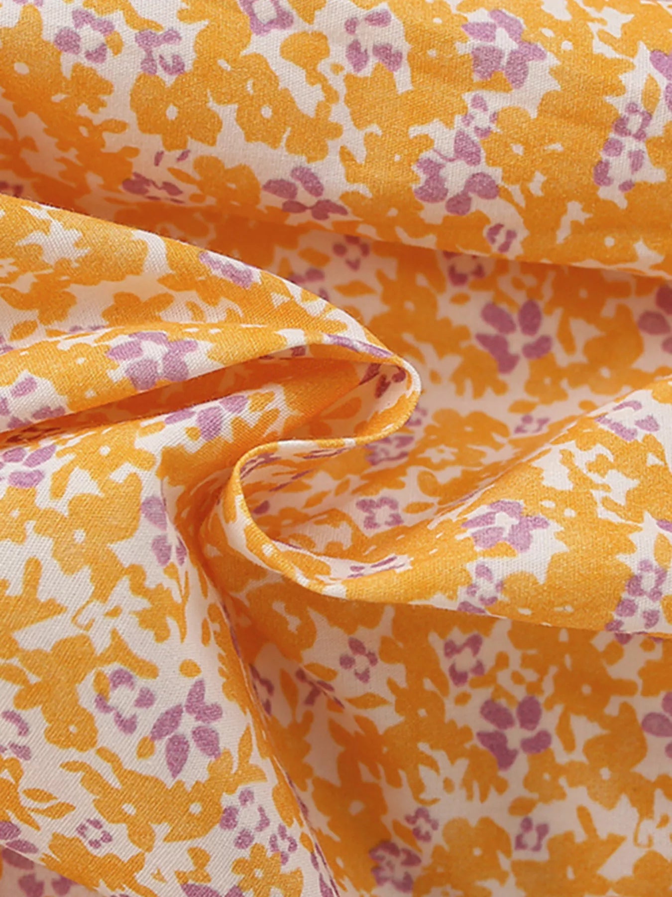 Children's Floral Print Button-Front Flutter Sleeve Dress - -