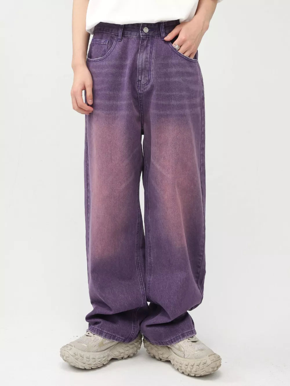 Men's Gradient Wide-Leg Jeans - Mauve -