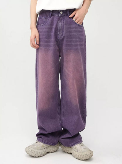 Men's Gradient Wide-Leg Jeans - Mauve -