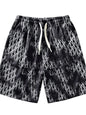 Men's Plus Size Abstract Print Drawstring Shorts - Black -