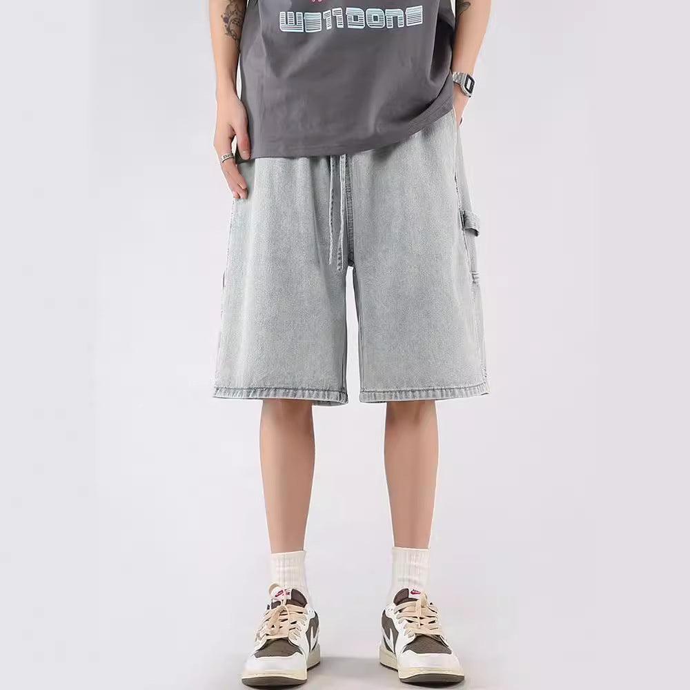 Mens Denim Shorts - Vintage Wash Summer Style - - jeans