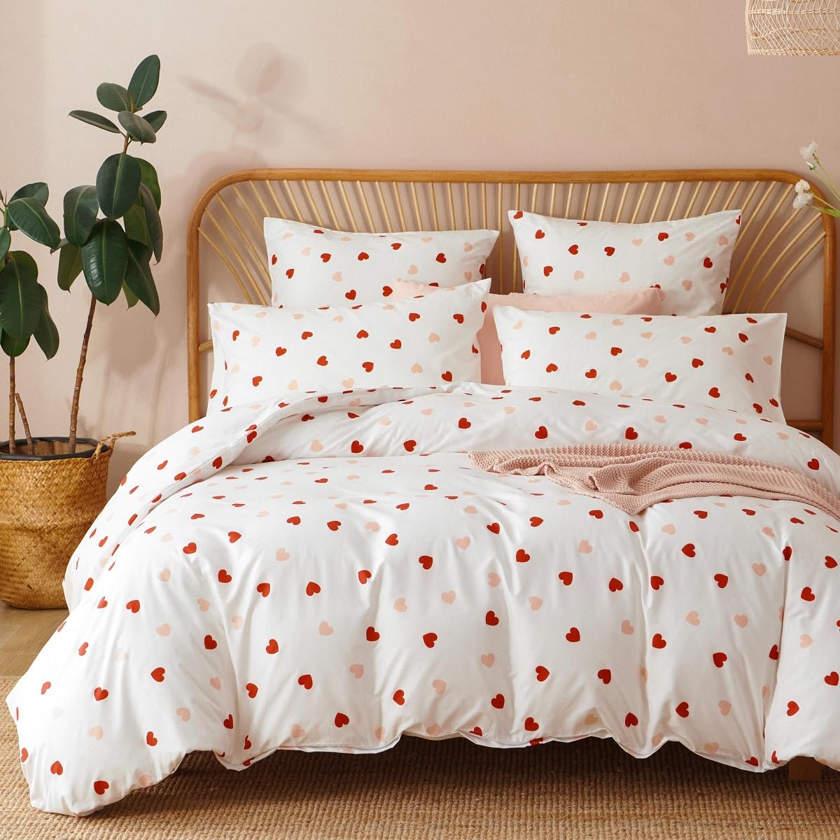 Heart Whispers Queen Duvet Set Microfiber Comfort & Style - - duvet set