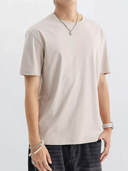 Men's Plus Size Casual Solid Color T-Shirt - -