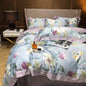 Floral Design Lyocell 60s Home Bedding Set light blue light purple