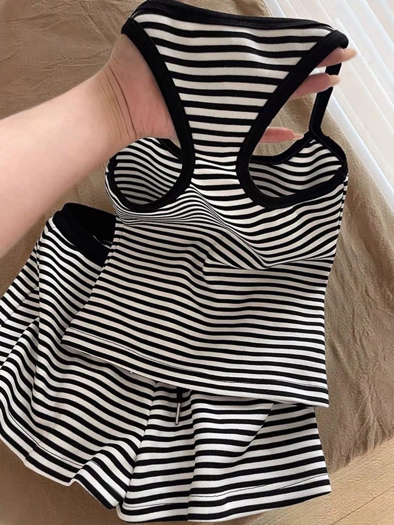 Striped Tank Top and Shorts Set- Shopimist- {{Product type}}