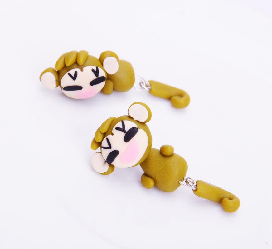Cute Monkey Polymer Clay Earrings - default - earrings