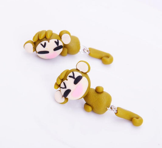 Cute Monkey Polymer Clay Earrings - default - earrings