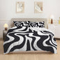 CozyStripes Queen Duvet Set with Ties & Zipper - Black White Stripe 2 Queen (90"*90") - duvet set
