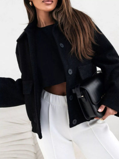 Button-Down Long Sleeve Outerwear - -