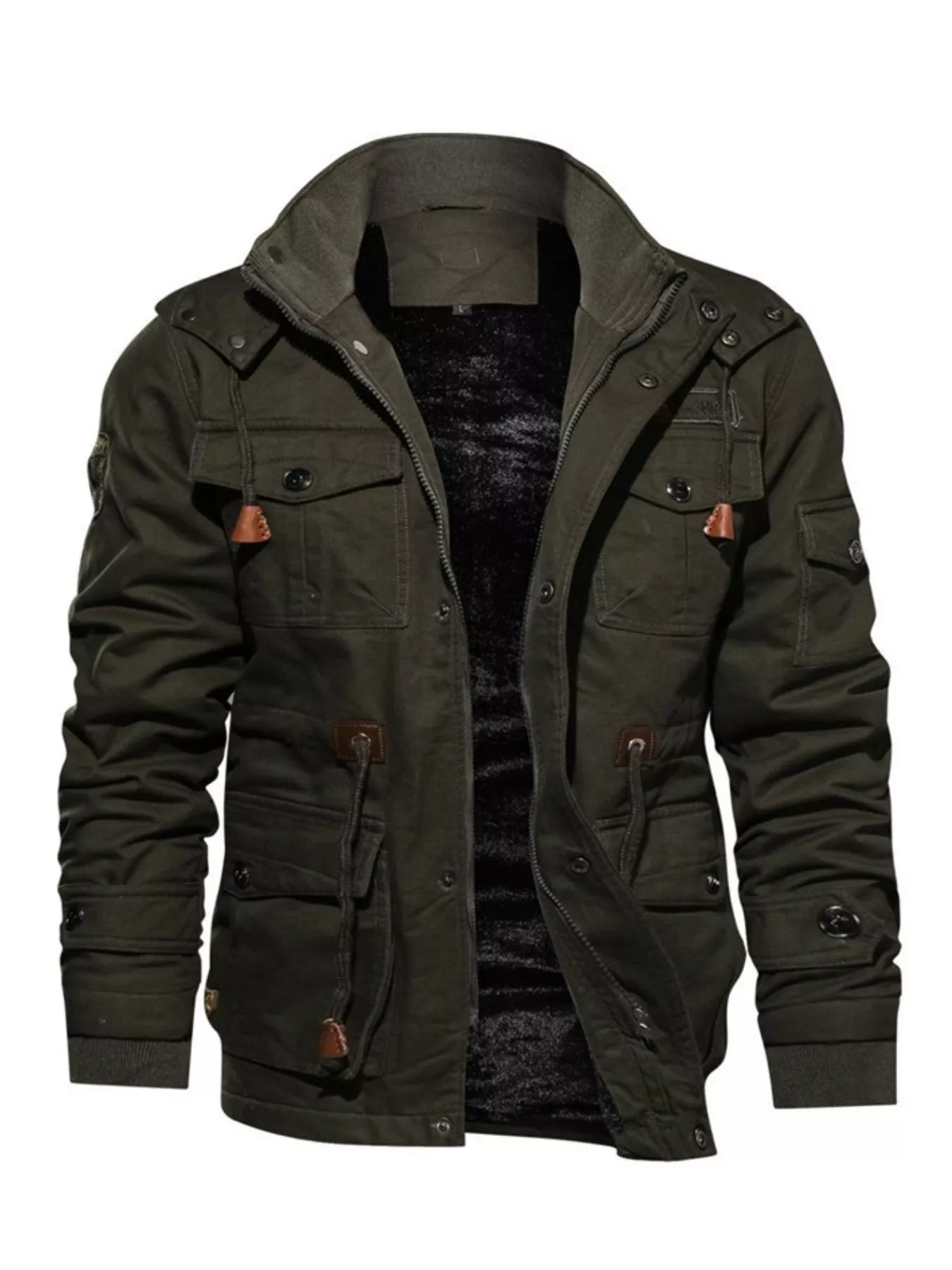Men's Plus Size Zip Up Warm Winter Coat - -