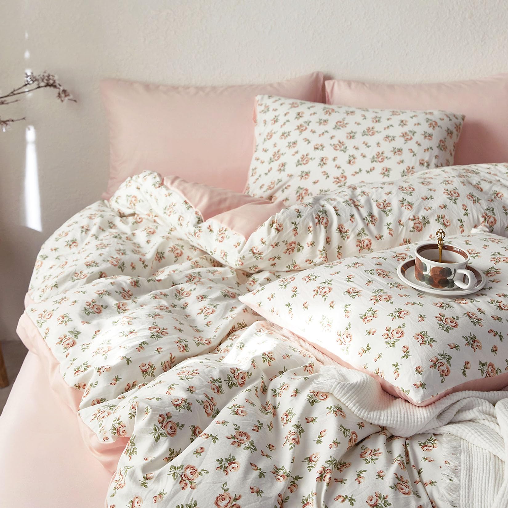 Cloud Blossom Queen Comforter Set - Peach Blush Queen - comforter