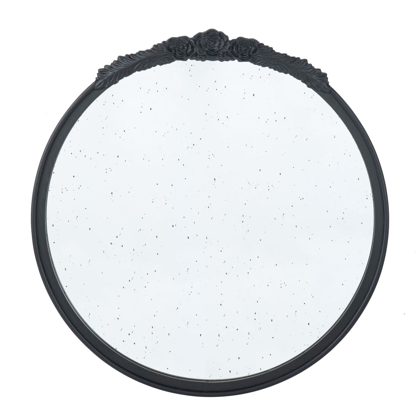 Round Hand Carved Rose Antique Mirror Frame, Wall Mirror For Live Space - - Wall Mirrors
