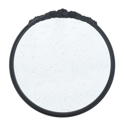 Round Hand Carved Rose Antique Mirror Frame, Wall Mirror For Live Space - - Wall Mirrors