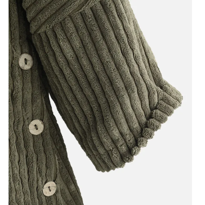 Loose Plus Size Retro Corduroy Coat - - coat