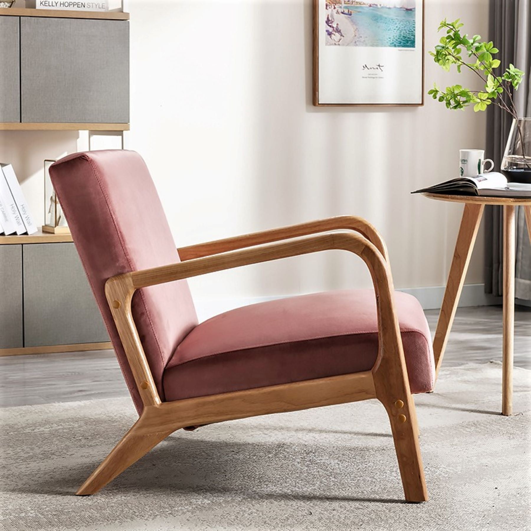 Classic Mid-Century Modern Accent Chairs, Open Framed Armchair With Cushioning- Unique Piece Furniture- {{Product type}}