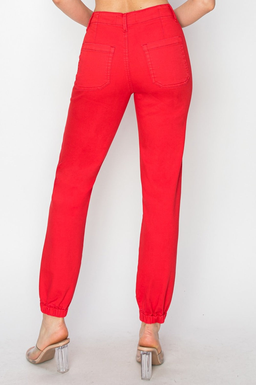 RISEN Red Denim Relaxed Jogger Jeans - - jeans