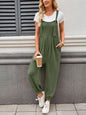Lovelet Knotted Strap Overalls with Pockets - Dark Green -