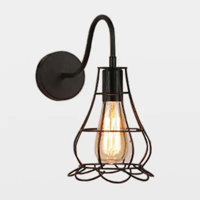 Single Head Industrial Vintage Retro Wooden Metal Wall Lamp