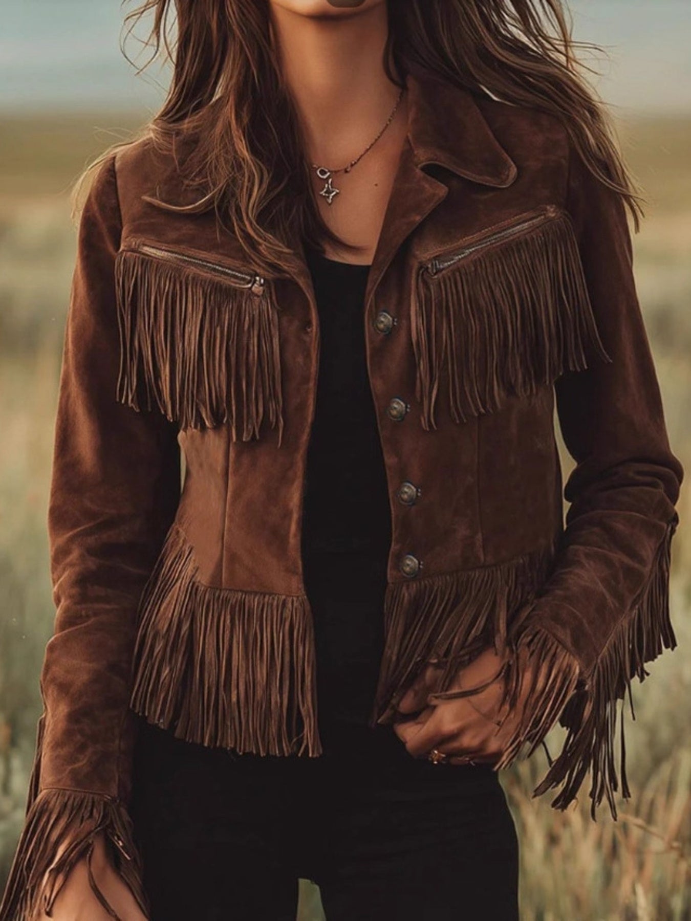 Vintage Suede Fringe Western Jacket- Shopimist- {{Product type}}