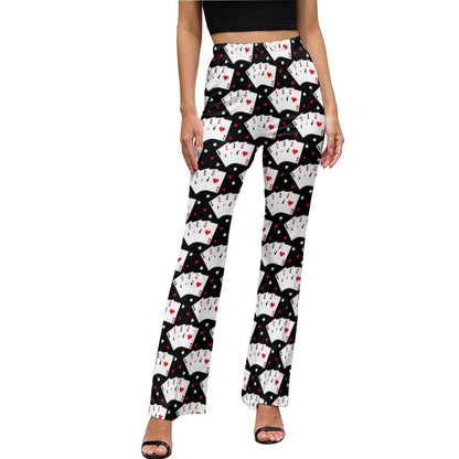 Baha Ranch Vegas Casino Gambling Flare Pants - White - pants