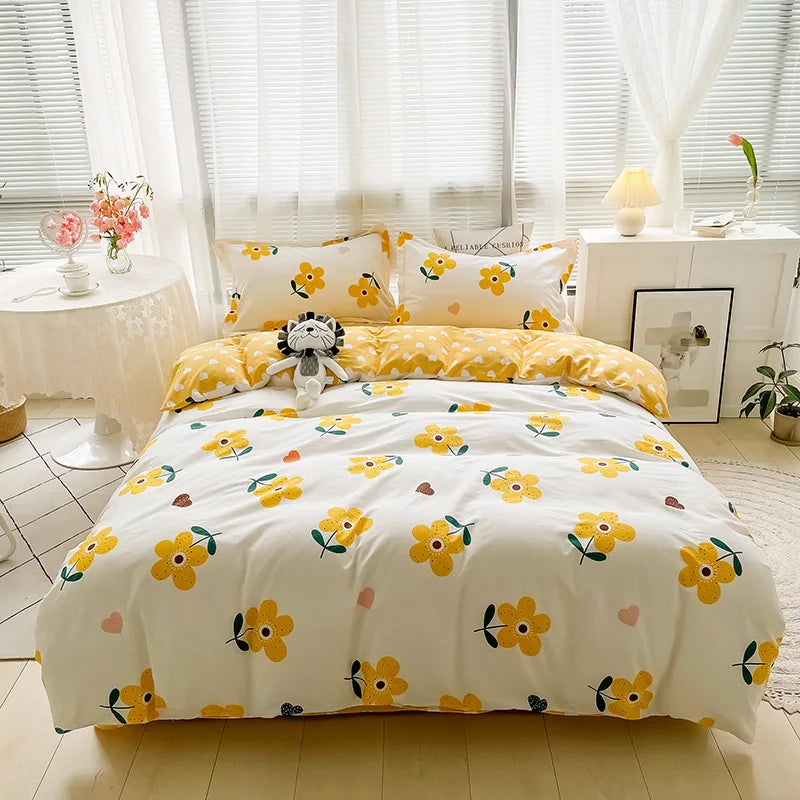 100%Cotton Duvet Cover Flat Sheet Bedding Sets