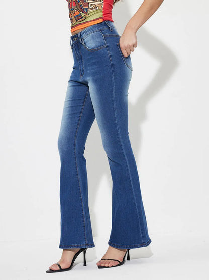 Mid-Rise Waist Bootcut Jeans - -