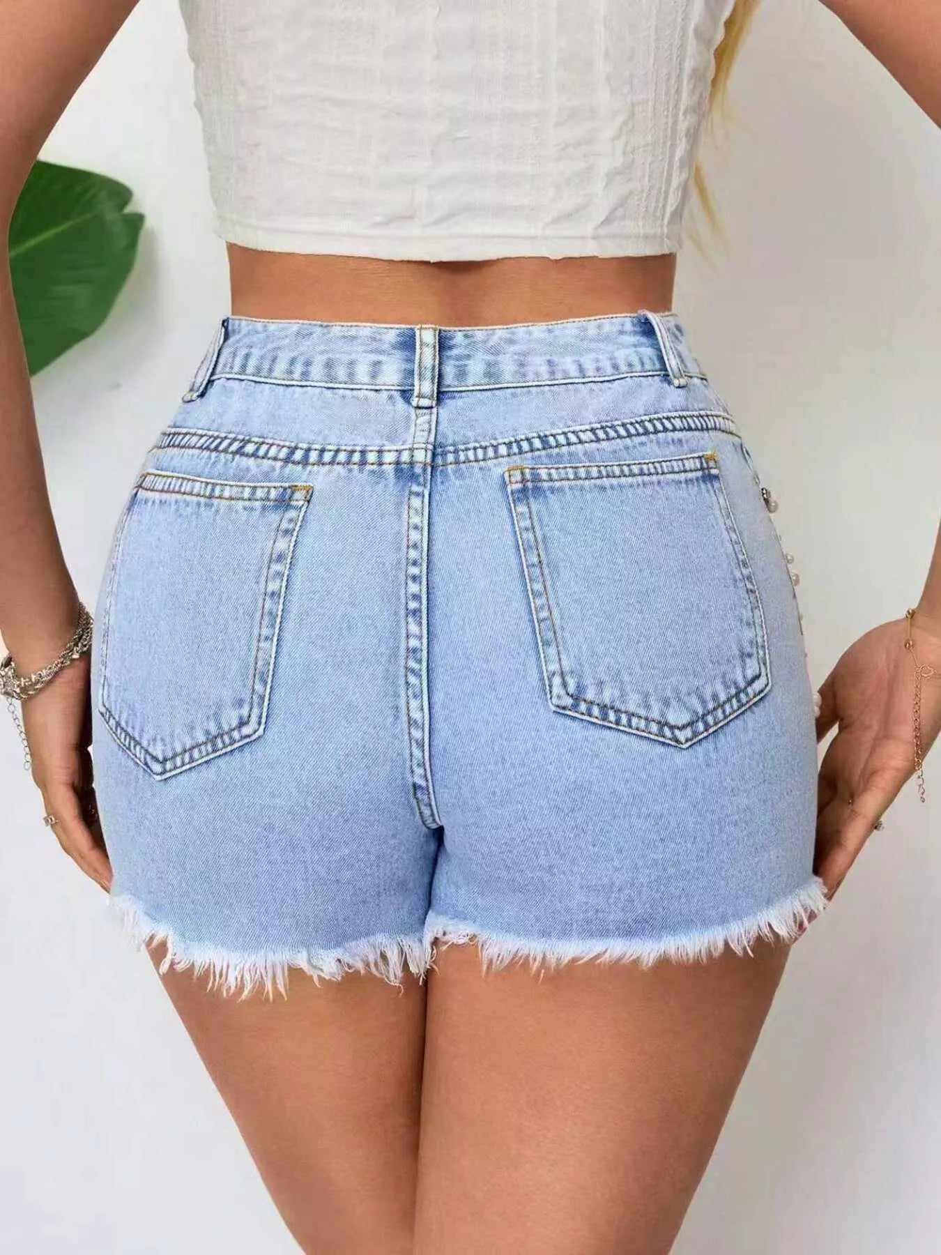 Distressed Raw Hem Denim Shorts- Shopimist- {{Product type}}