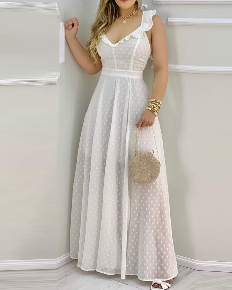 Solid Color Suspender Halter Dress - White S - dress