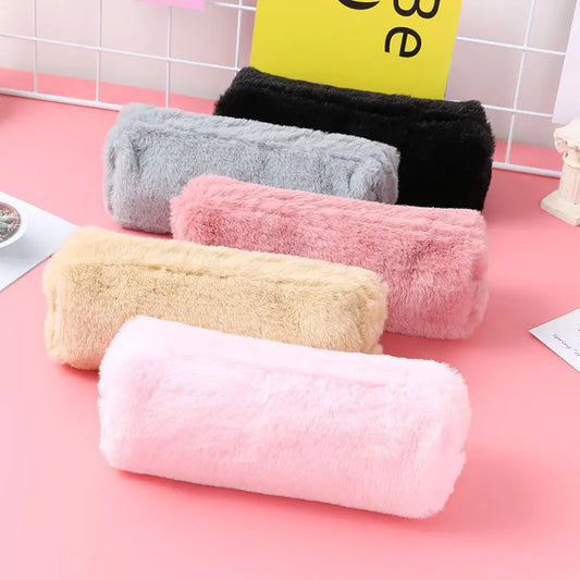 Solid Color Plush Pencil Case